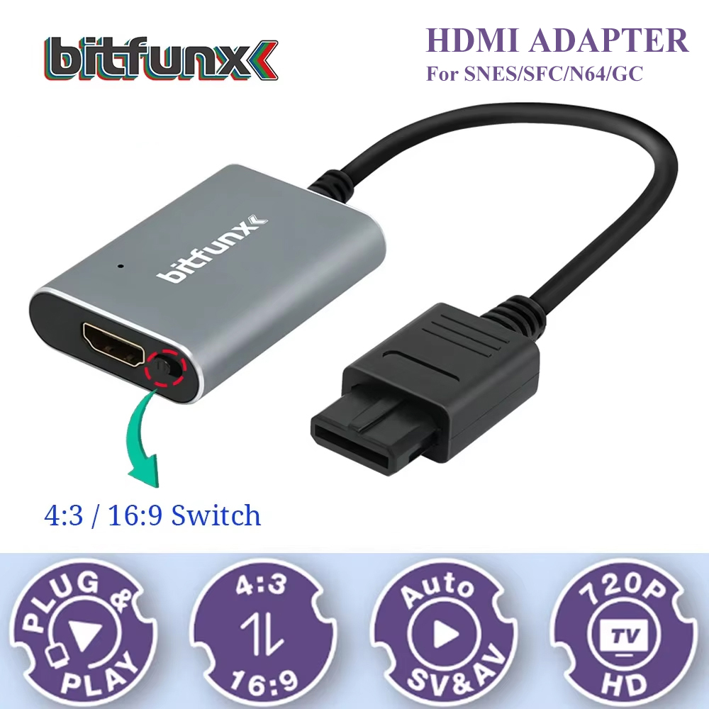 Gaming Console With Tv - Адаптер Bitfunx 720P Svideo/AV-HDMI, HD-конвертер видео