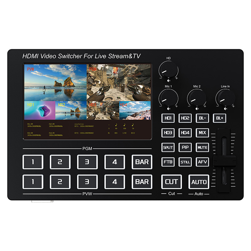 Gaming Console Monitor - 4-канальный HDMI видеомикшер 1080P для прямых